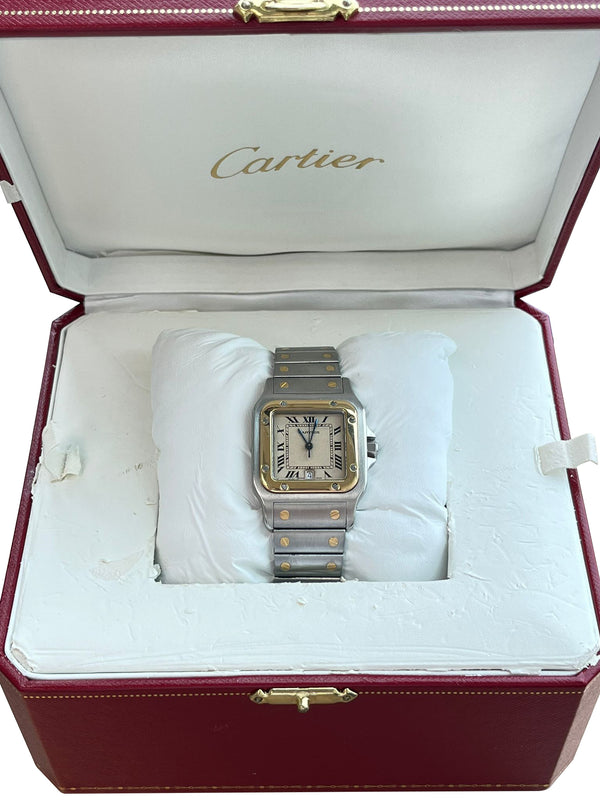 Cartier Santos Galbee 29mm Steel 18K Yellow Gold Mens Watch 187901