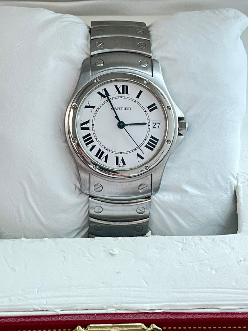 Cartier Santos Ronde 33mm Automatic White Dial Stainless Steel Watch 1920-1
