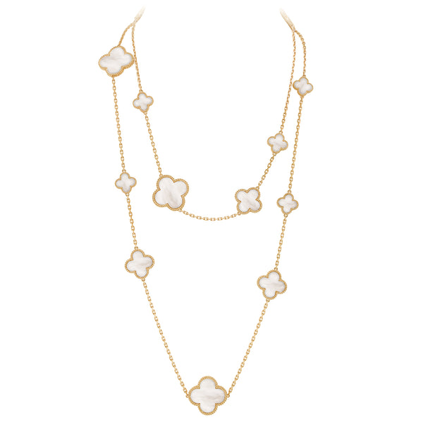 Van Cleef & Arpels Magic Alhambra Mother of Pearl Long Necklace 18K Yellow Gold