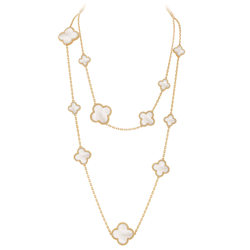 Van Cleef & Arpels Magic Alhambra Mother of Pearl Long Necklace 18K Yellow Gold