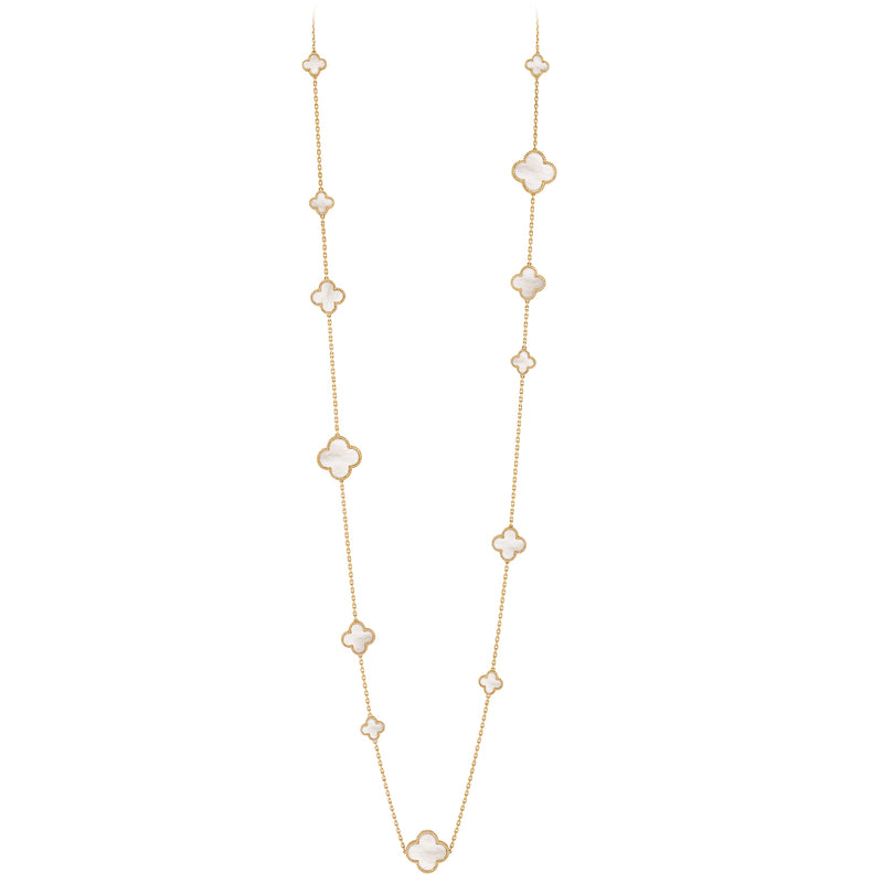 Van Cleef & Arpels Magic Alhambra Mother of Pearl Long Necklace 18K Yellow Gold