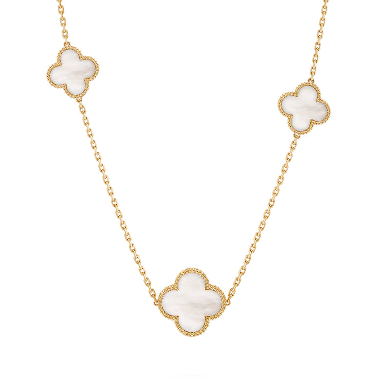 Van Cleef & Arpels Magic Alhambra Mother of Pearl Long Necklace 18K Yellow Gold