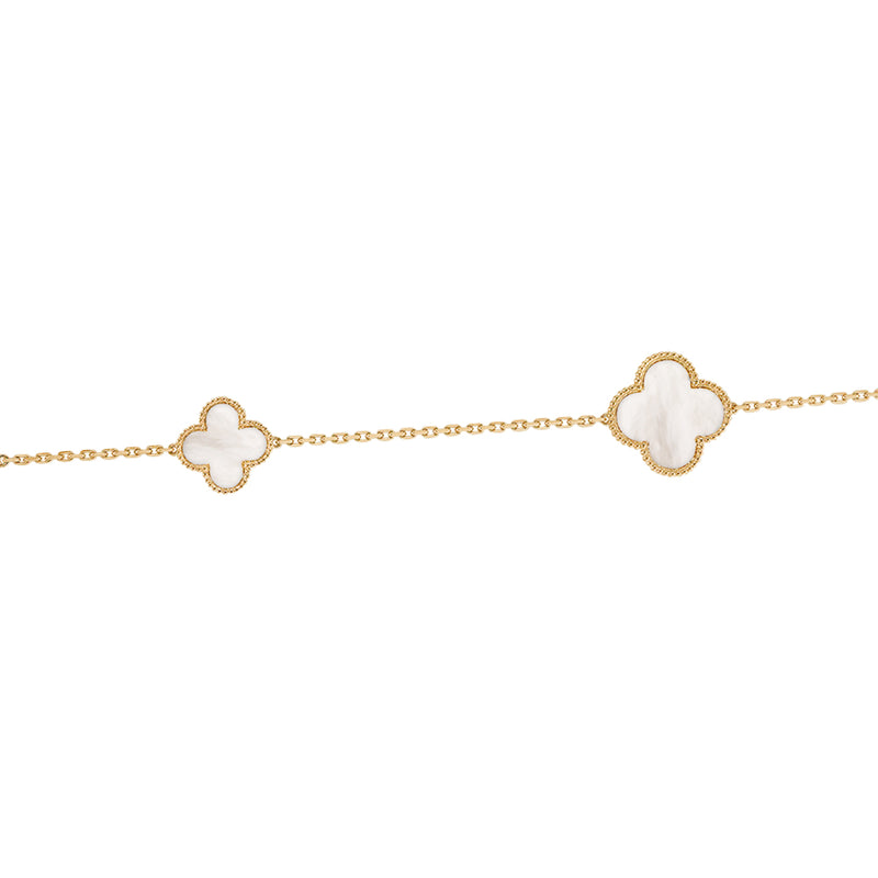 Van Cleef & Arpels Magic Alhambra Mother of Pearl Long Necklace 18K Yellow Gold