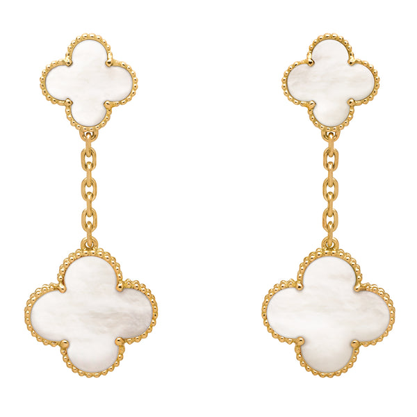 Van Cleef & Arpels Magic Alhambra Mother of Pearl Earrings 18K Yellow Gold