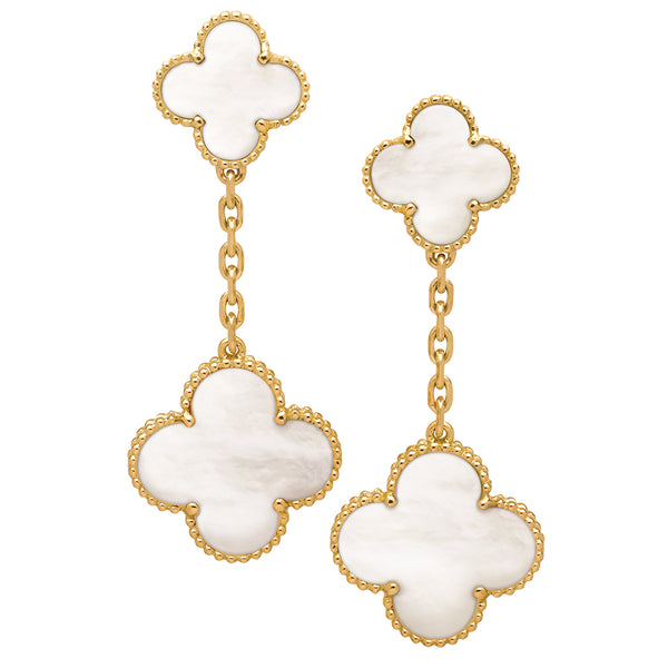 Van Cleef & Arpels Magic Alhambra Mother of Pearl Earrings 18K Yellow Gold