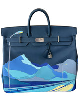Hermes Birkin 50 Limited Edition Endless Road Bleu De Prusse Palladium Hardware