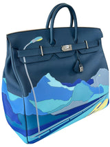 Hermes Birkin 50 Limited Edition Endless Road Bleu De Prusse Palladium Hardware