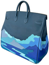 Hermes Birkin 50 Limited Edition Endless Road Bleu De Prusse Palladium Hardware