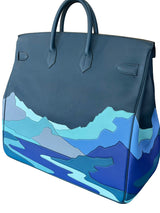 Hermes Birkin 50 Limited Edition Endless Road Bleu De Prusse Palladium Hardware