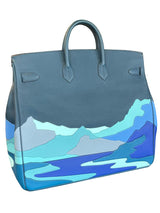 Hermes Birkin 50 Limited Edition Endless Road Bleu De Prusse Palladium Hardware