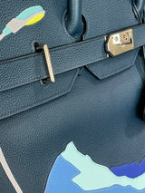 Hermes Birkin 50 Limited Edition Endless Road Bleu De Prusse Palladium Hardware