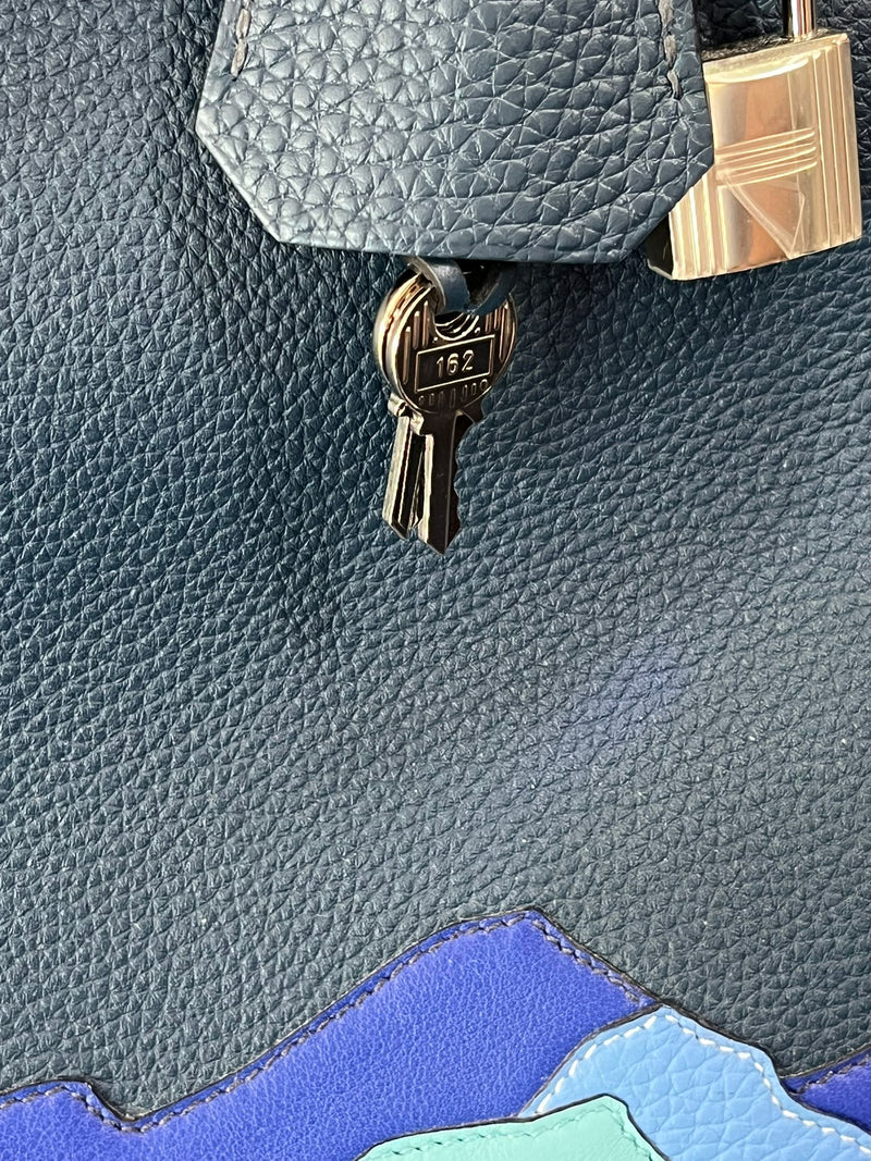 Hermes Birkin 50 Limited Edition Endless Road Bleu De Prusse Palladium Hardware