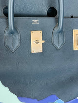 Hermes Birkin 50 Limited Edition Endless Road Bleu De Prusse Palladium Hardware