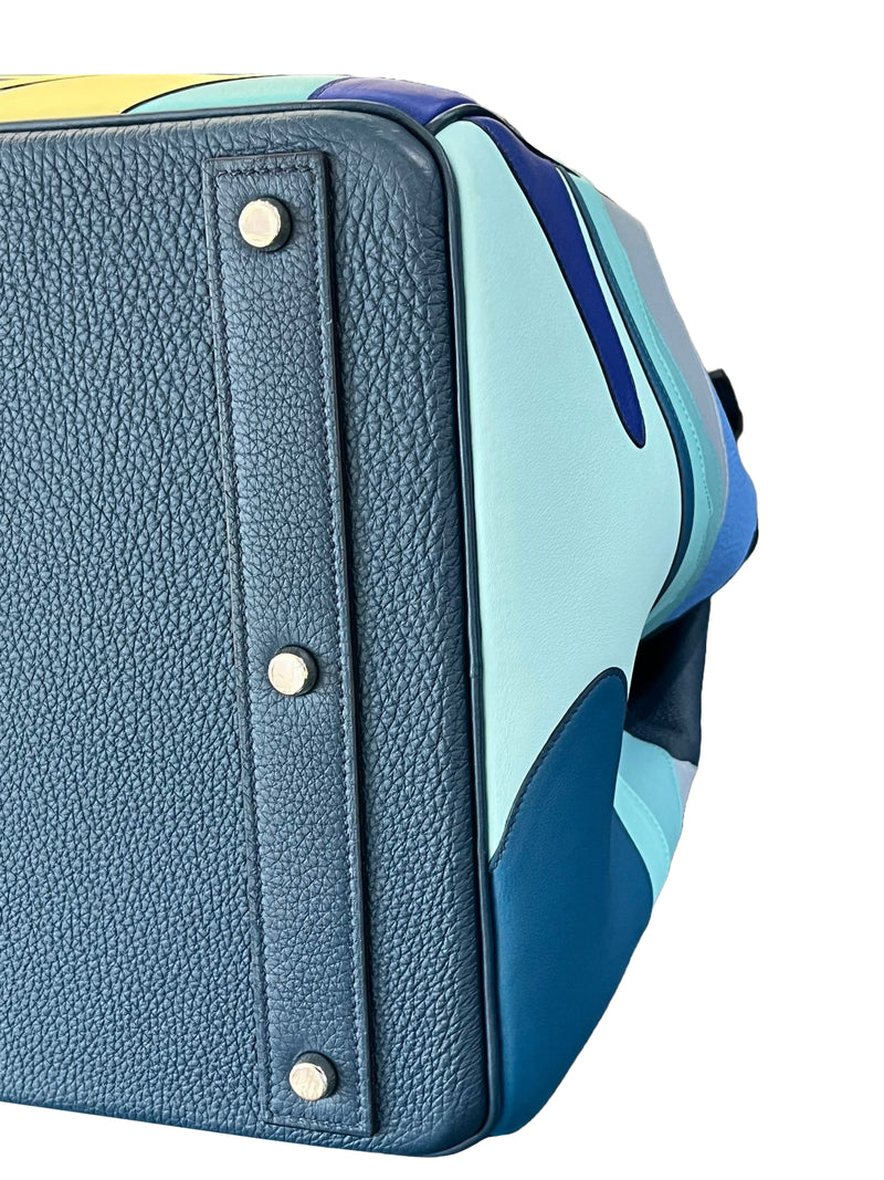 Hermes Birkin 50 Limited Edition Endless Road Bleu De Prusse Palladium Hardware