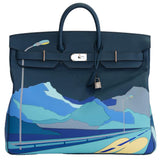 Hermes Birkin 50 Limited Edition Endless Road Bleu De Prusse Palladium Hardware