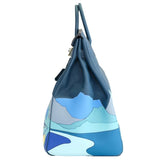 Hermes Birkin 50 Limited Edition Endless Road Bleu De Prusse Palladium Hardware