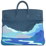 Hermes Birkin 50 Limited Edition Endless Road Bleu De Prusse Palladium Hardware