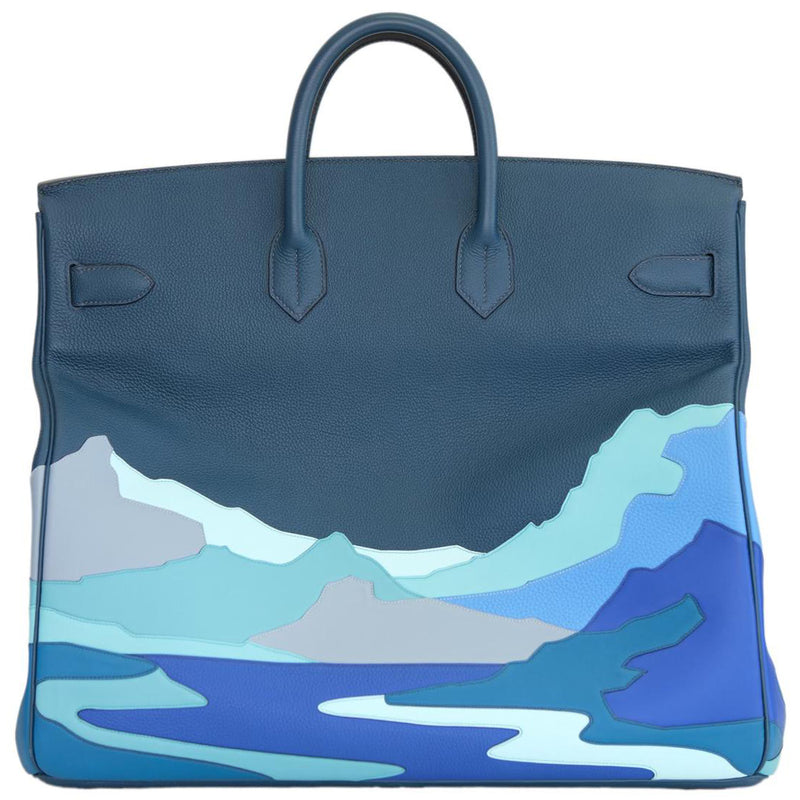 Hermes Birkin 50 Limited Edition Endless Road Bleu De Prusse Palladium Hardware