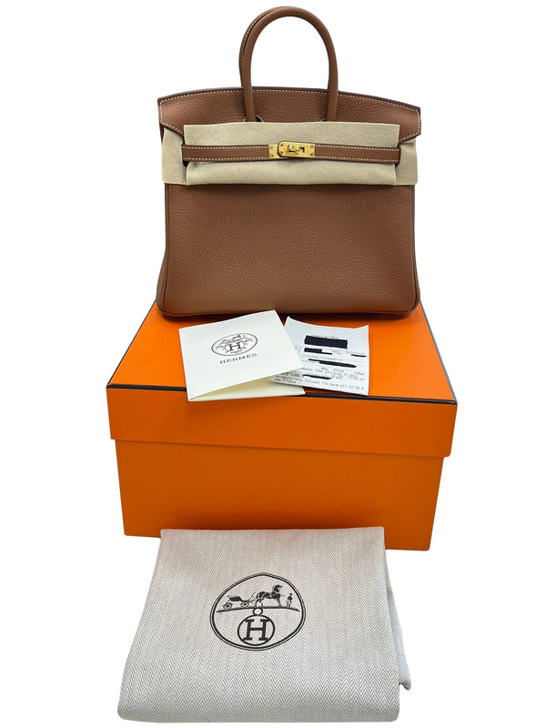 Hermes Birkin 25 Togo Calfskin Leather 37 Gold / Gold Hardware Handbag