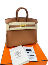 Hermes Birkin 25 Togo Calfskin Leather 37 Gold / Gold Hardware Handbag