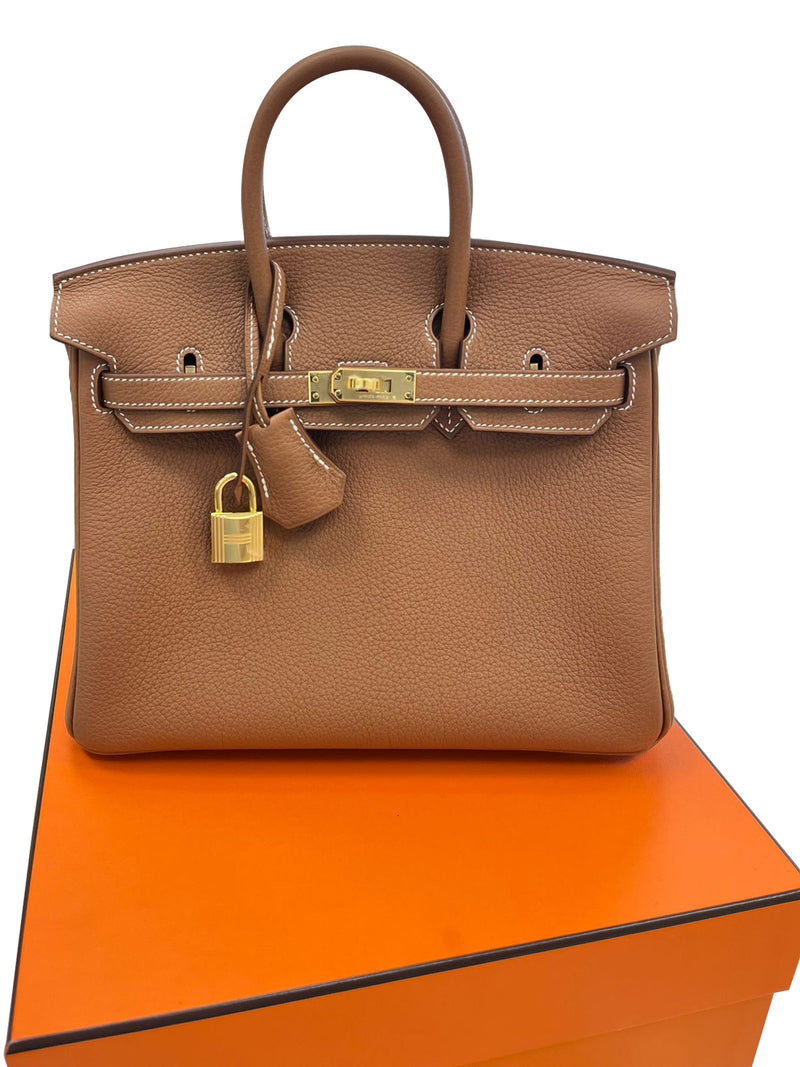 Hermes Birkin 25 Togo Calfskin Leather 37 Gold / Gold Hardware Handbag