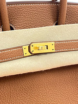 Hermes Birkin 25 Togo Calfskin Leather 37 Gold / Gold Hardware Handbag
