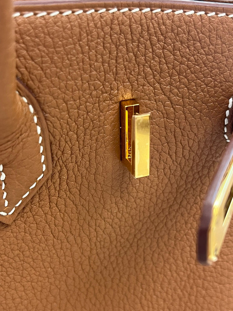 Hermes Birkin 25 Togo Calfskin Leather 37 Gold / Gold Hardware Handbag