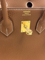 Hermes Birkin 25 Togo Calfskin Leather 37 Gold / Gold Hardware Handbag