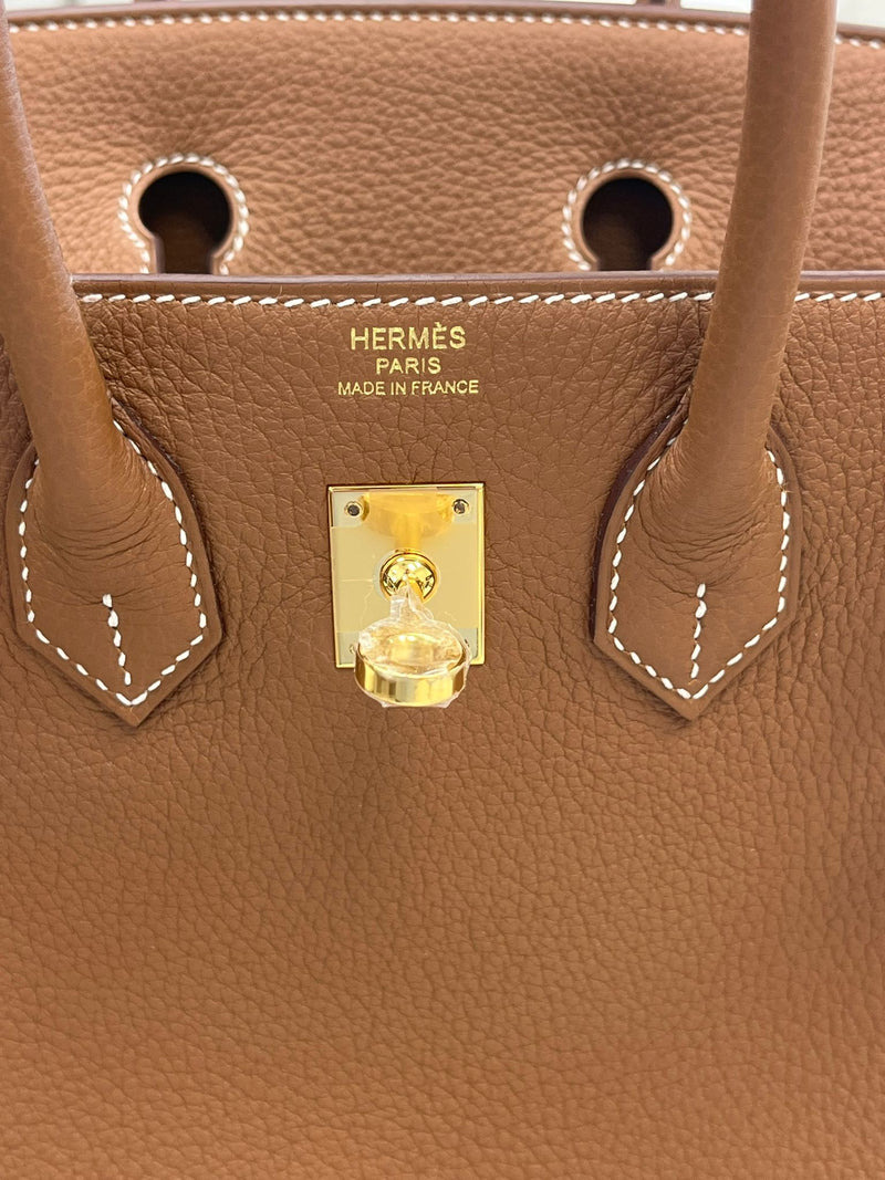 Hermes Birkin 25 Togo Calfskin Leather 37 Gold / Gold Hardware Handbag