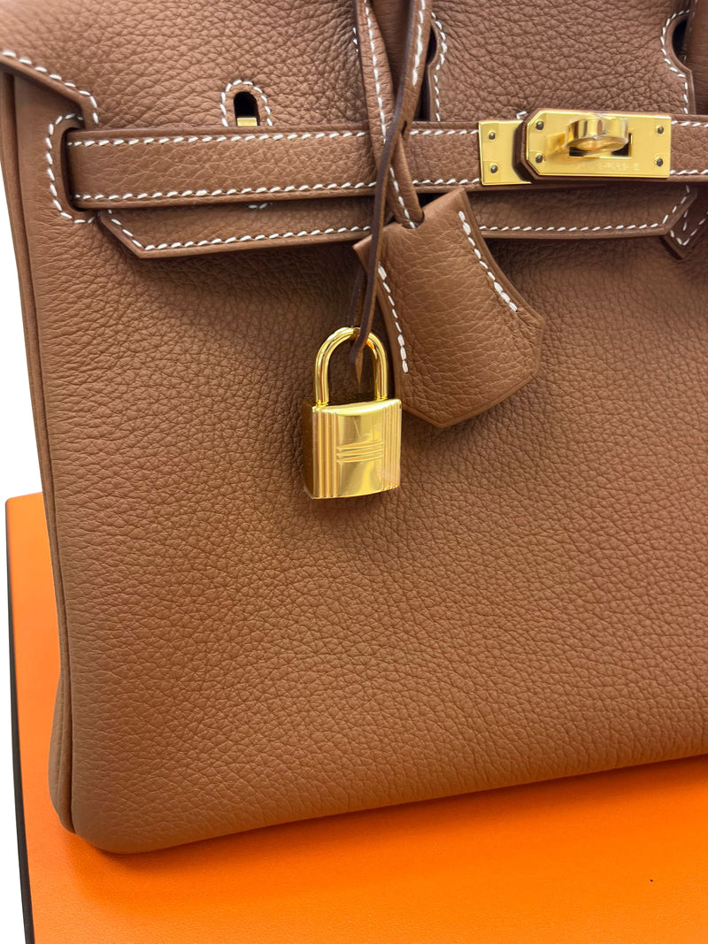 Hermes Birkin 25 Togo Calfskin Leather 37 Gold / Gold Hardware Handbag
