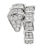 Bulgari Serpenti Viper One-Coil Full Pave Diamonds Snake Ring 18k White Gold