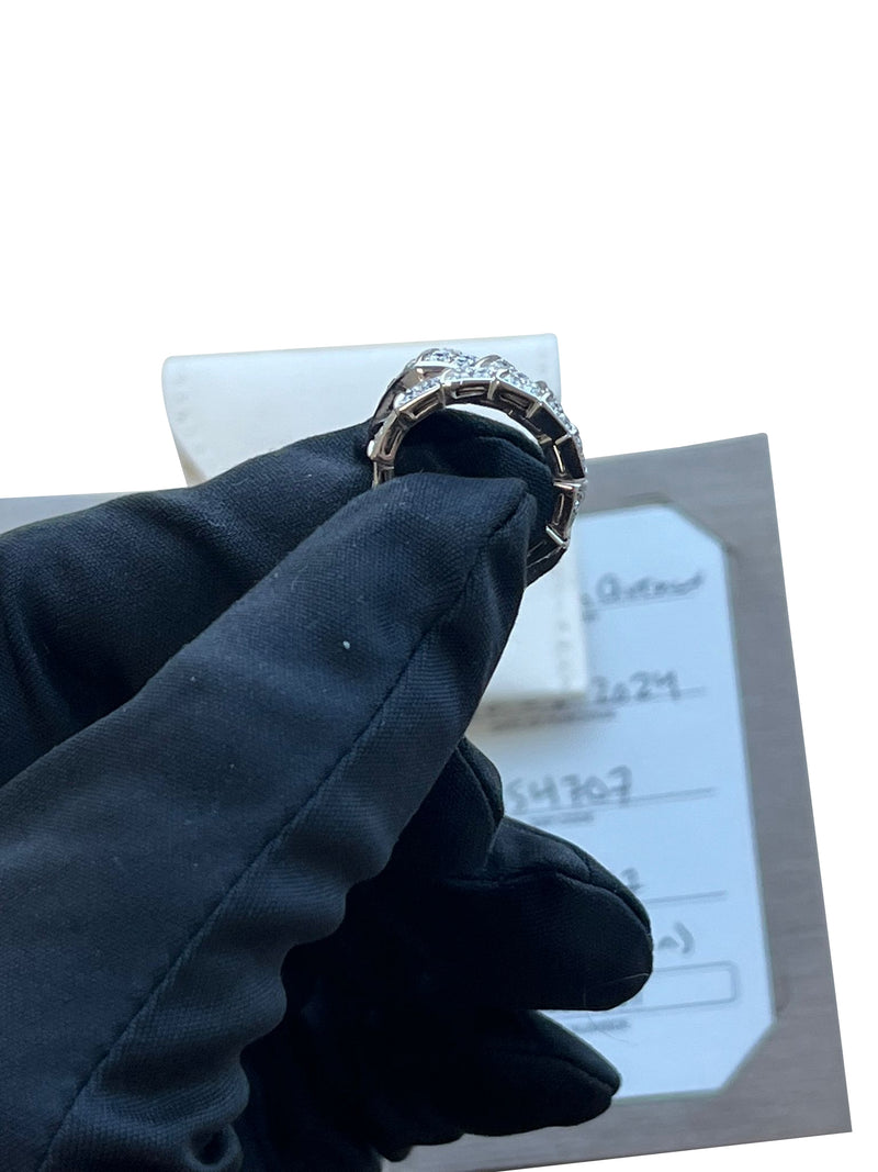 Bulgari Serpenti Viper One-Coil Full Pave Diamonds Snake Ring 18k White Gold