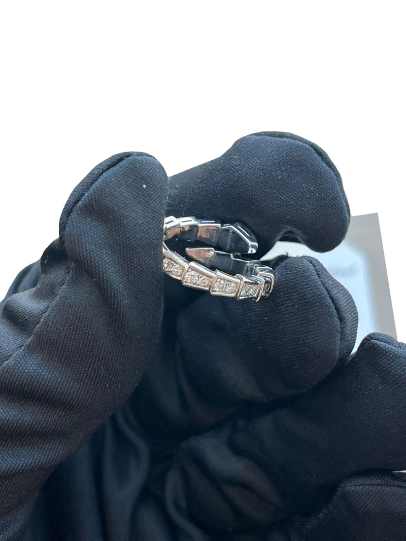 Bulgari Serpenti Viper One-Coil Full Pave Diamonds Small Ring 18k White Gold