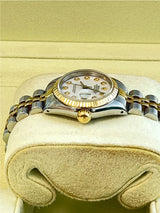Rolex Lady-Datejust 18K Yellow Gold & Steel White Diamond Dial Watch 69173
