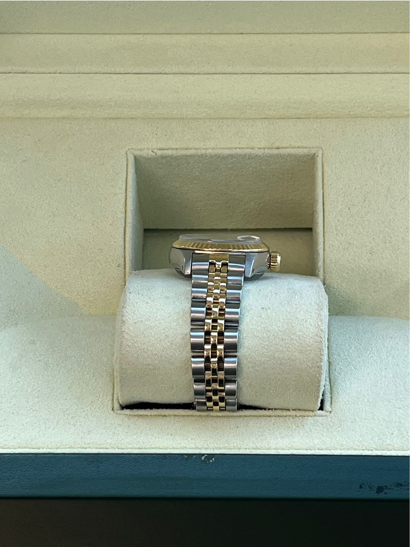 Rolex Lady-Datejust 18K Yellow Gold & Steel White Diamond Dial Watch 69173