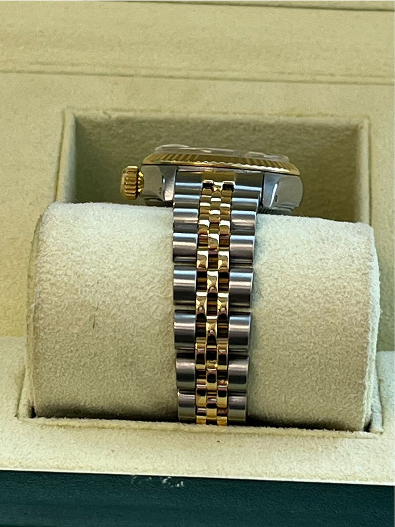 Rolex Lady-Datejust 18K Yellow Gold & Steel White Diamond Dial Watch 69173
