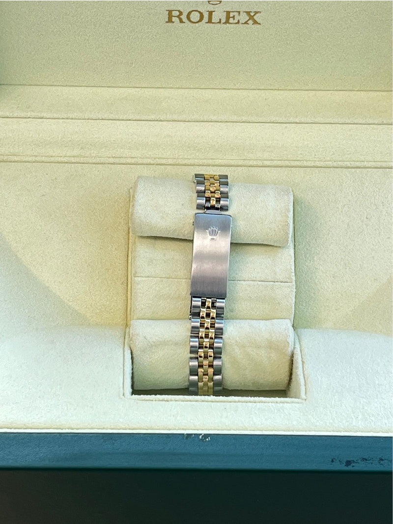Rolex Lady-Datejust 18K Yellow Gold & Steel White Diamond Dial Watch 69173