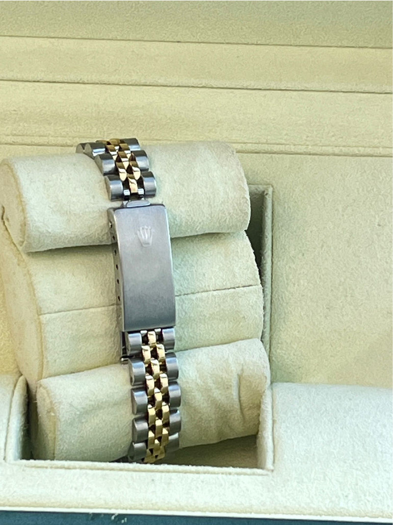 Rolex Lady-Datejust 18K Yellow Gold & Steel White Diamond Dial Watch 69173