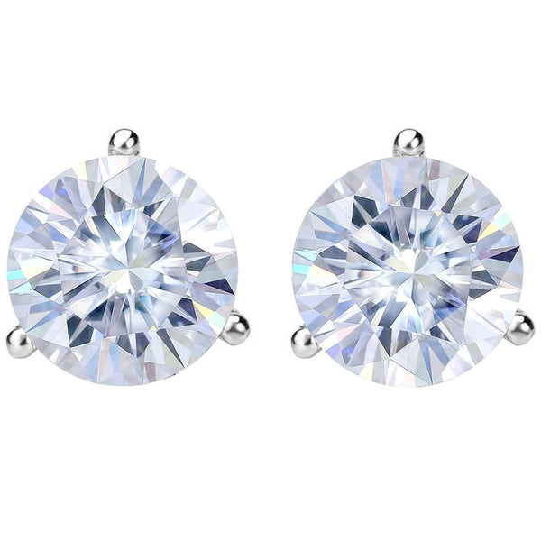 5.70ct GIA Natural Round Diamond 3 Prong Martini Gold Stud Earrings Si1/VS2