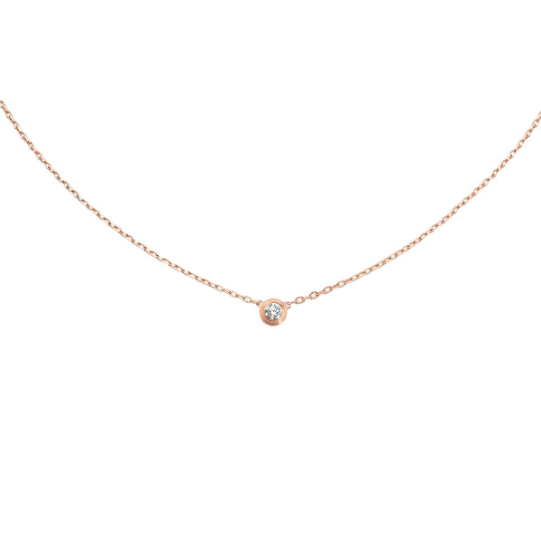 Cartier D'Amour Small Model 0.09ct Diamond Pendant Necklace 18K Rose Gold