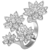 Van Cleef & Arpels 1.18ct Lotus Between the Finger 4 Flowers Ring 18K White Gold