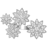 Van Cleef & Arpels 1.18ct Lotus Between the Finger 4 Flowers Ring 18K White Gold