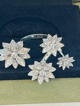 Van Cleef & Arpels 1.18ct Lotus Between the Finger 4 Flowers Ring 18K White Gold