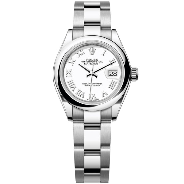 Rolex Lady-Datejust 28mm White Dial Smooth Bezel Steel Ladies Watch 279160-0016