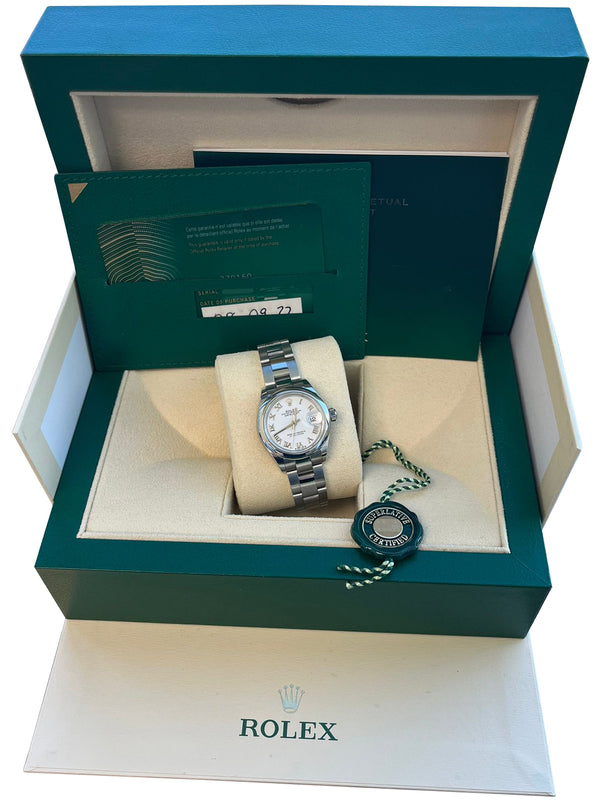 Rolex Lady-Datejust 28mm White Dial Smooth Bezel Steel Ladies Watch 279160-0016