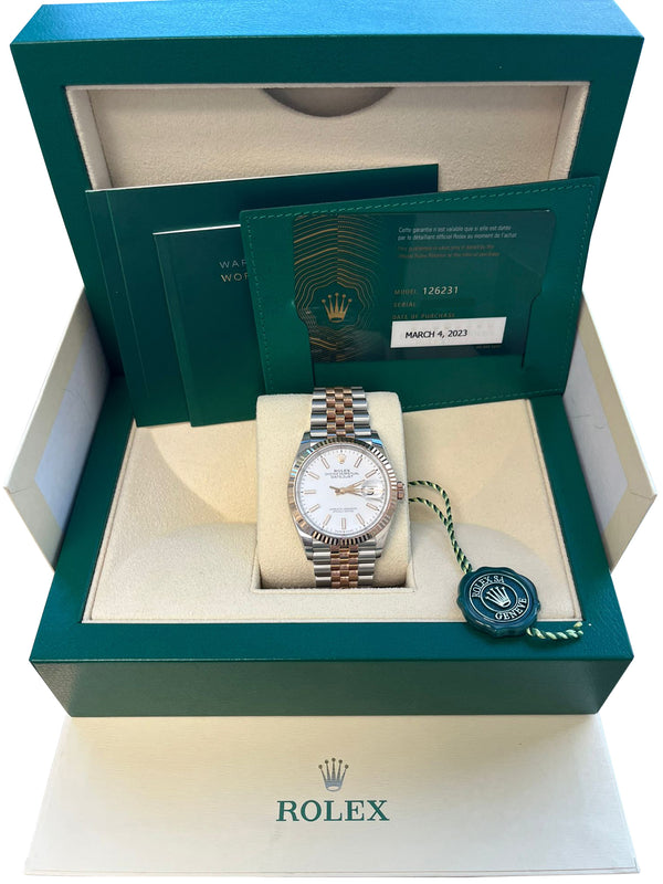 Rolex Datejust 36mm Steel Everose Gold White Dial Men's Jubilee Watch 126231
