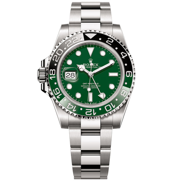 Rolex GMT-Master II 40mm Green Dial White Gold Oyster Bracelet Watch 126729VTNR