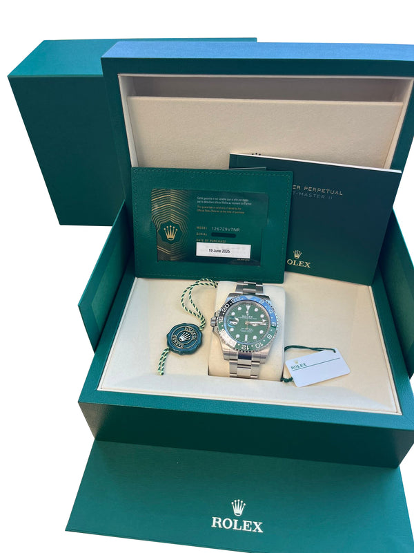 Rolex GMT-Master II 40mm Green Dial White Gold Oyster Bracelet Watch 126729VTNR