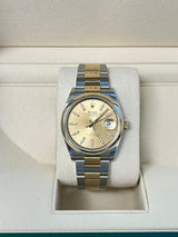 Rolex Datejust 36mm Champagne Dial Two-Tone Yellow Gold Oystersteel Watch 126203