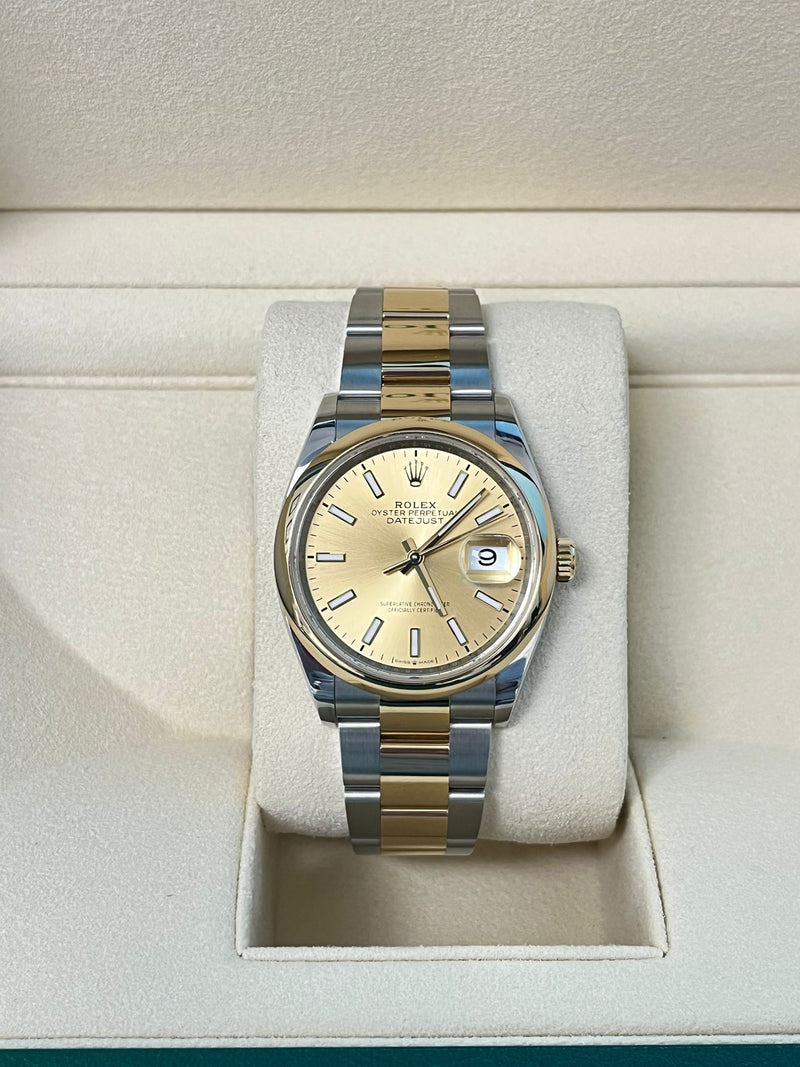 Rolex Datejust 36mm Champagne Dial Two-Tone Yellow Gold Oystersteel Watch 126203